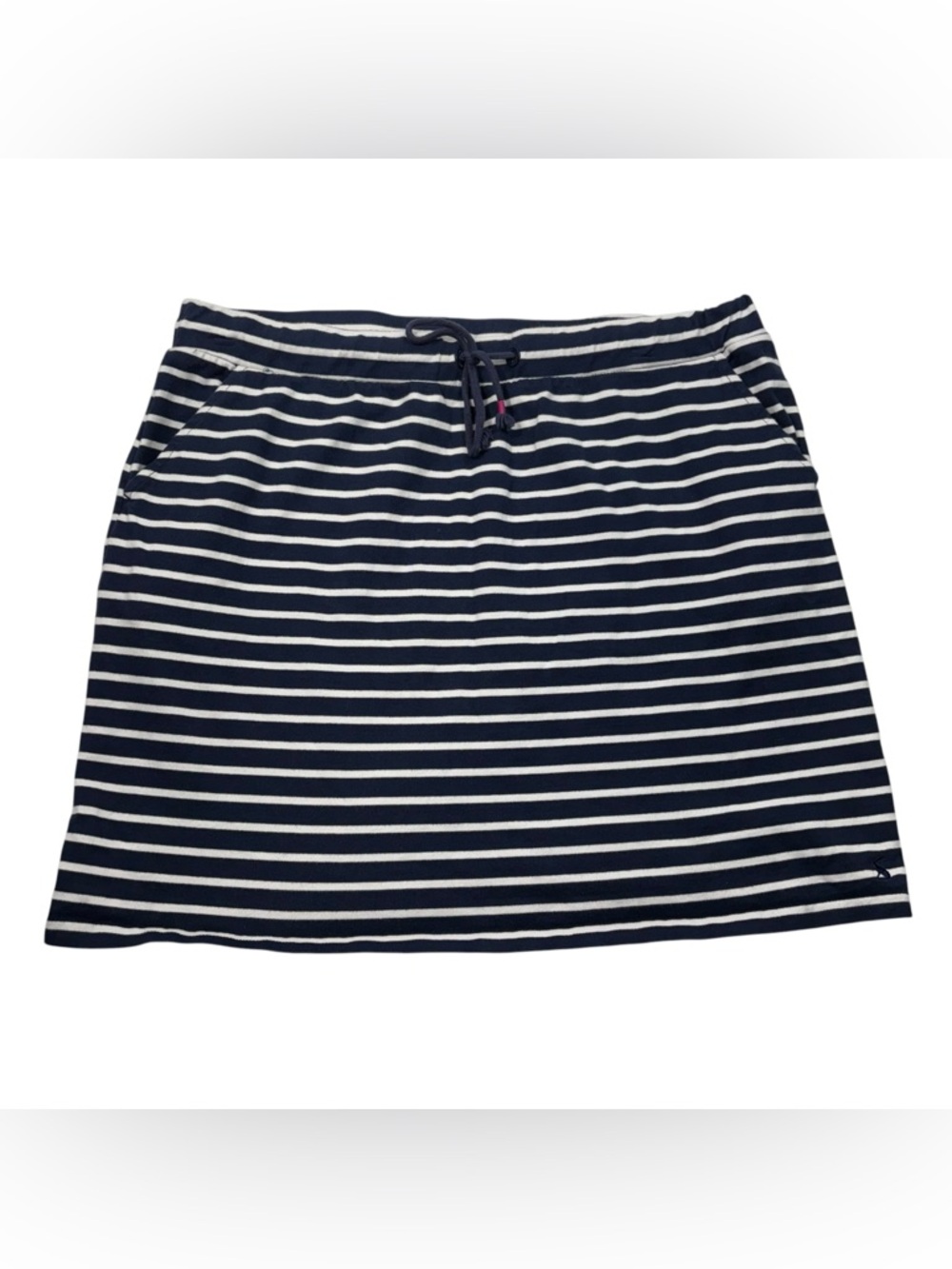 Joules Navy Blue White Striped Cotton Casual Pull On Skirt Travel 12 Preppy